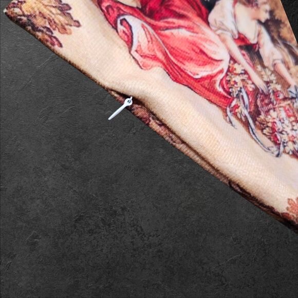 Vintage French Rococo Print Pillow Cover 17" Square Invisible Zipper Romance - Picture 3 of 4